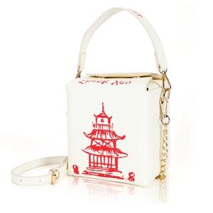 White and Red Takeout Box Bag